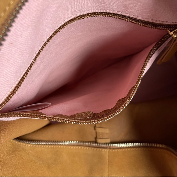 SOLD NWOT Boden Tan Suede Stitch Detail Hobo Bag A1141 Large Brown Slouchy Purse - Picture 14 of 16